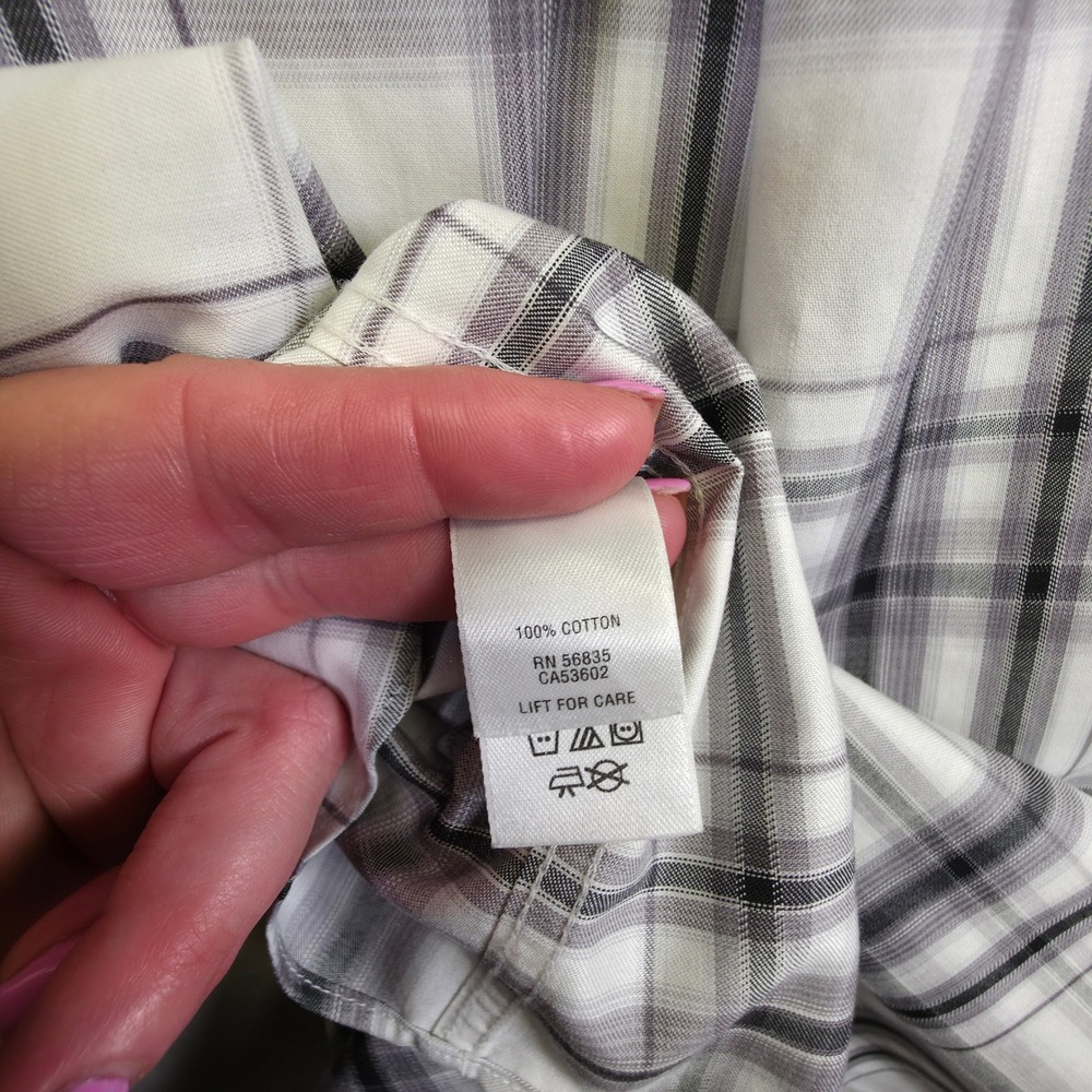 Cabela's Button Up Shirt Mens L Gray Plaid Business Casual Preppy Heritage - Picture 9 of 16